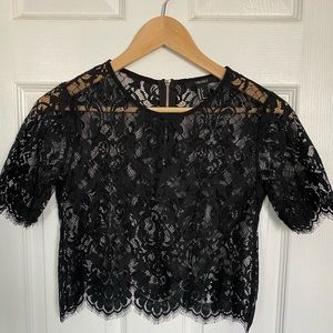 Forever 21 Black Lace Semi Crop Top